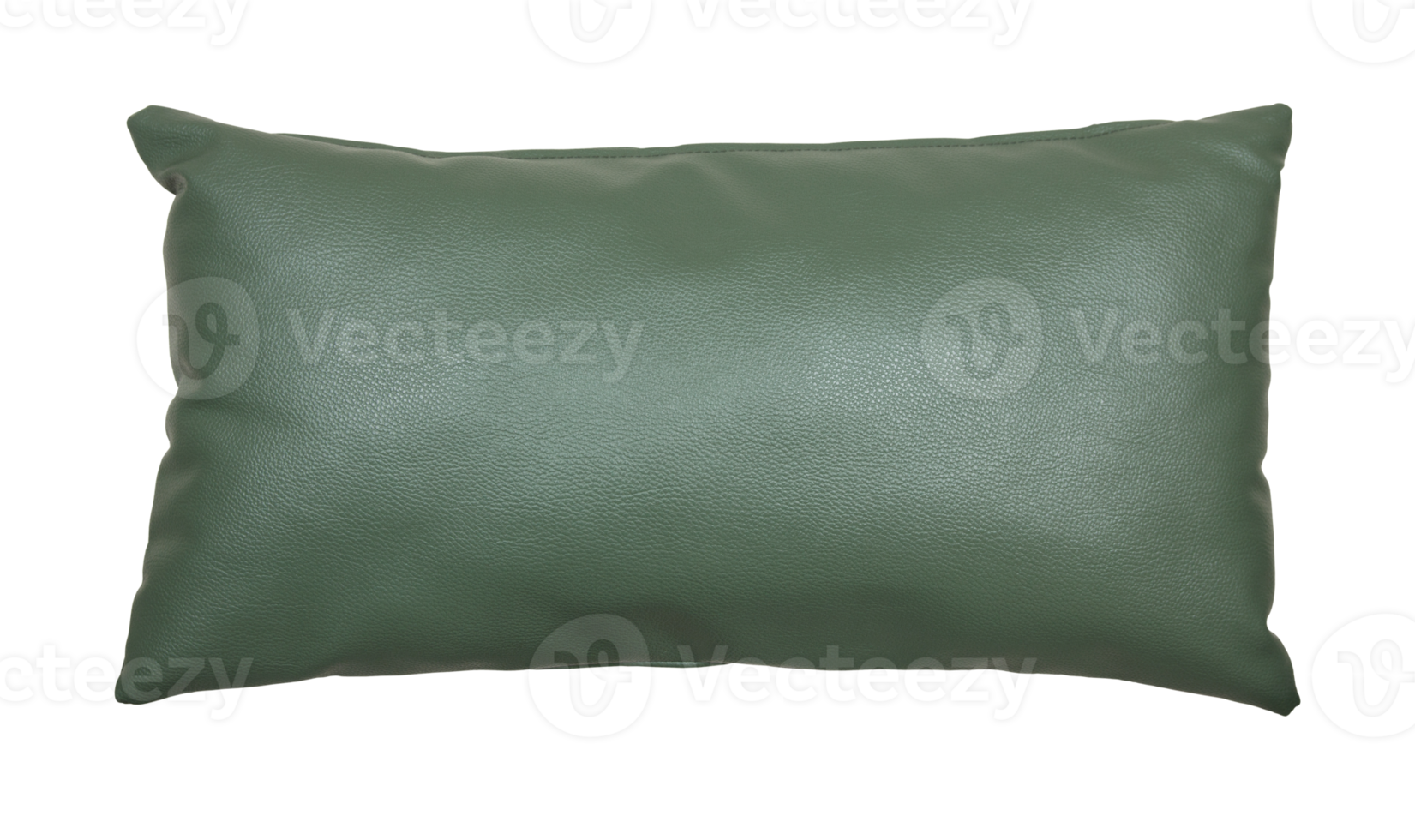 green leather pillow isolated with clipping path png