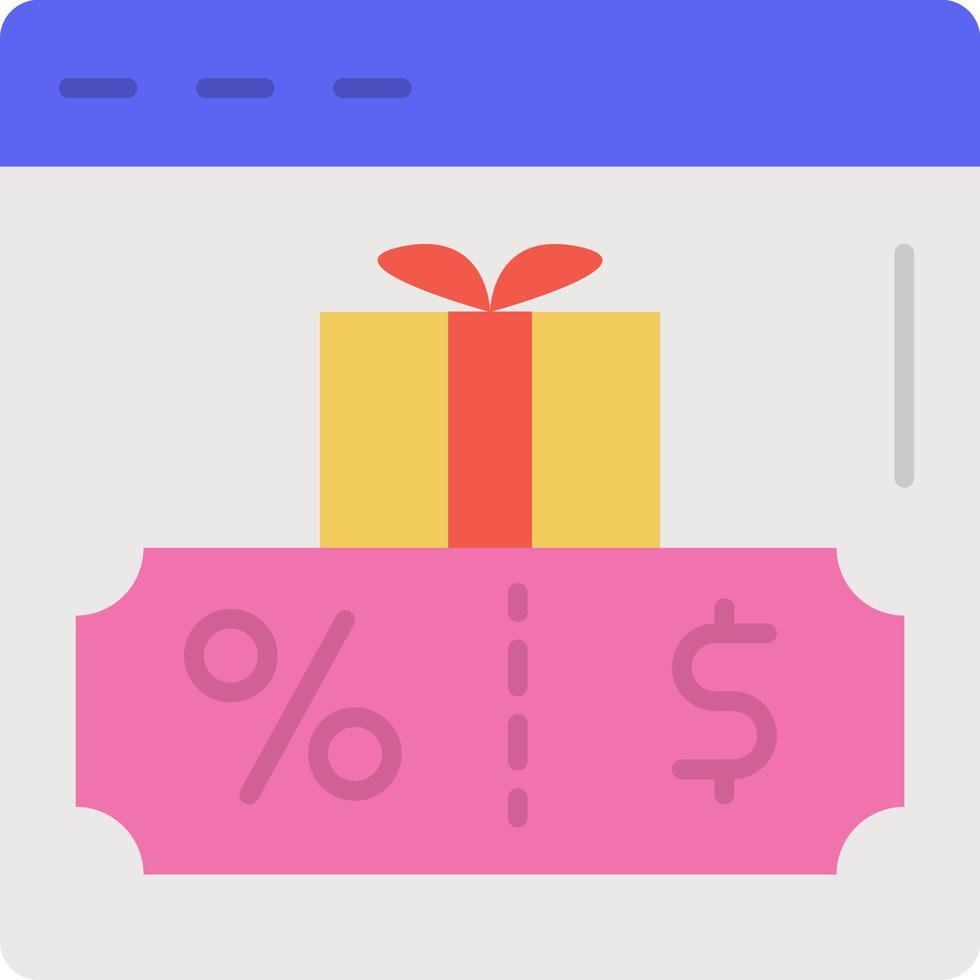 E-commerce web site, page, giftbox, coupon color vector icon