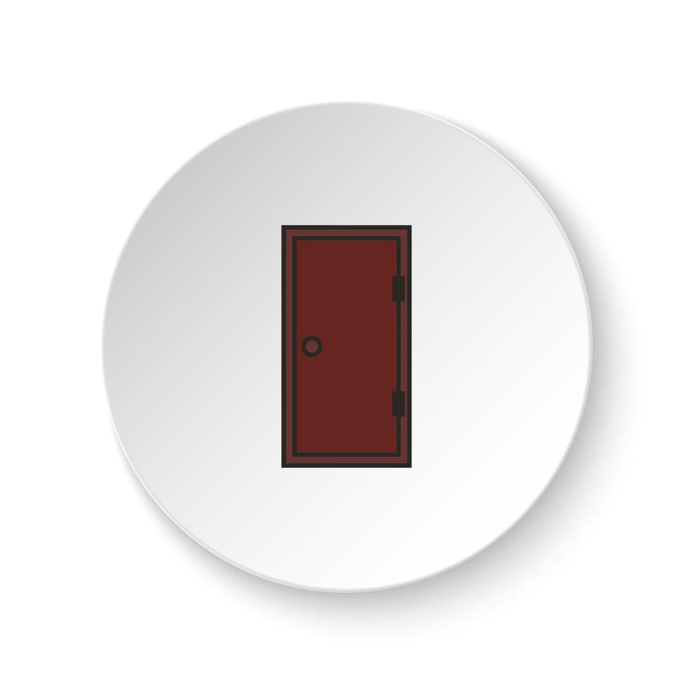 redondo botón para web icono, puerta, icono. botón bandera redondo, Insignia interfaz para solicitud ilustración en blanco antecedentes vector