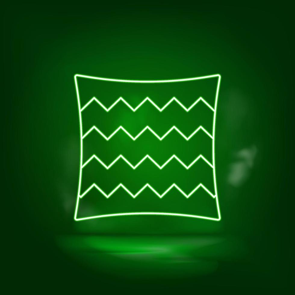 Bedding, cushion green neon icon - Vector. vector