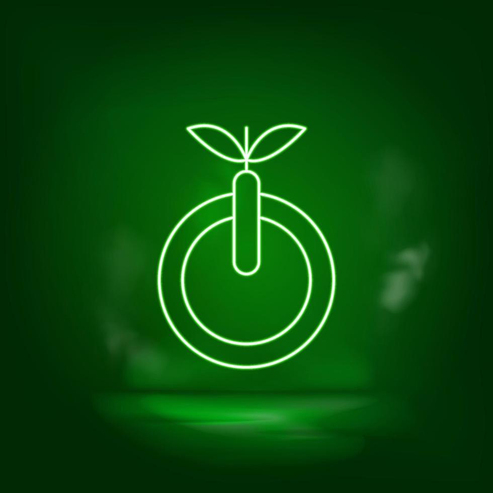 Ecology and environment neon vector icon. Save the world, green neon, Green background