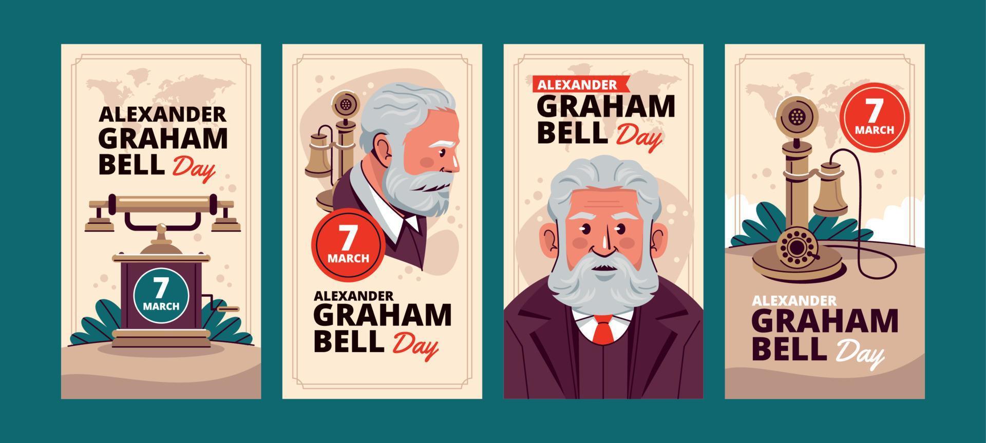 Alexander Graham Bell Day Social Media Story Template vector
