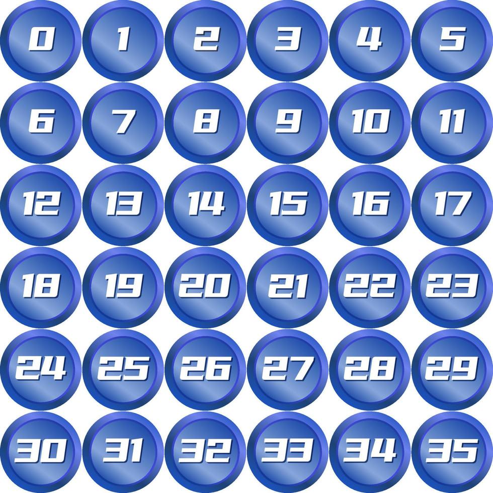 azul metálico Insignia bala numeración vector