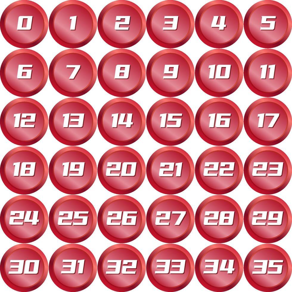 Red Metallic Badge Bullet Numbering vector