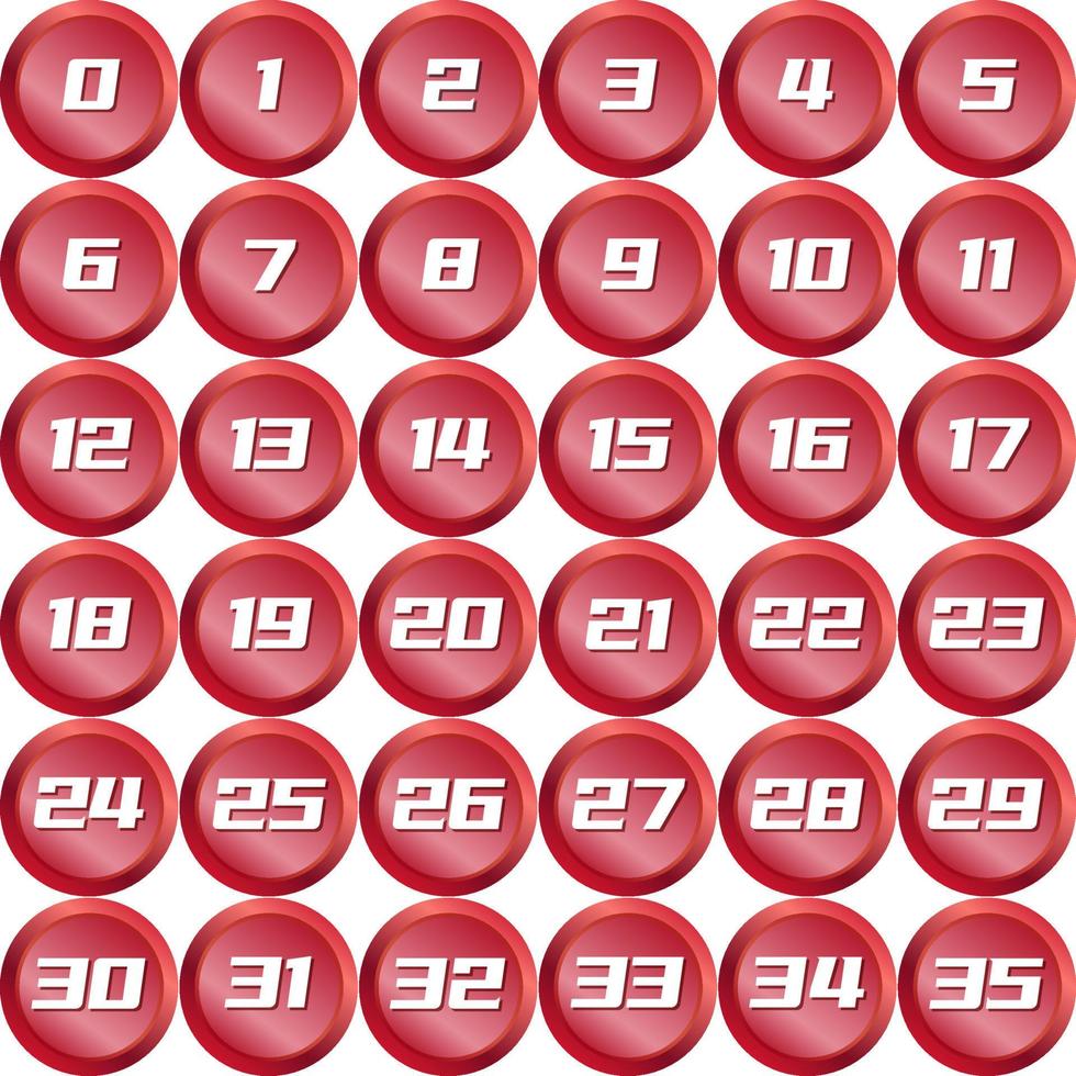 rojo metálico Insignia bala numeración vector