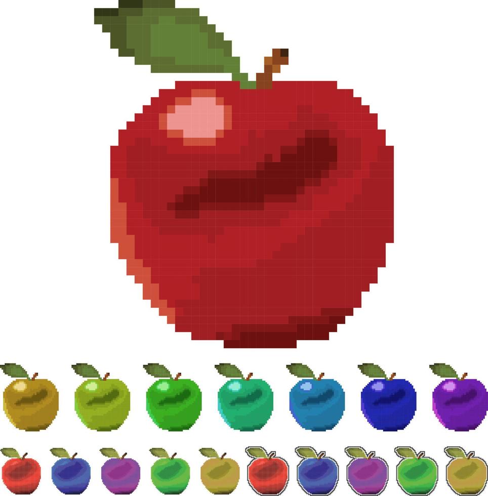 Pixel Art Apple Illustration vector