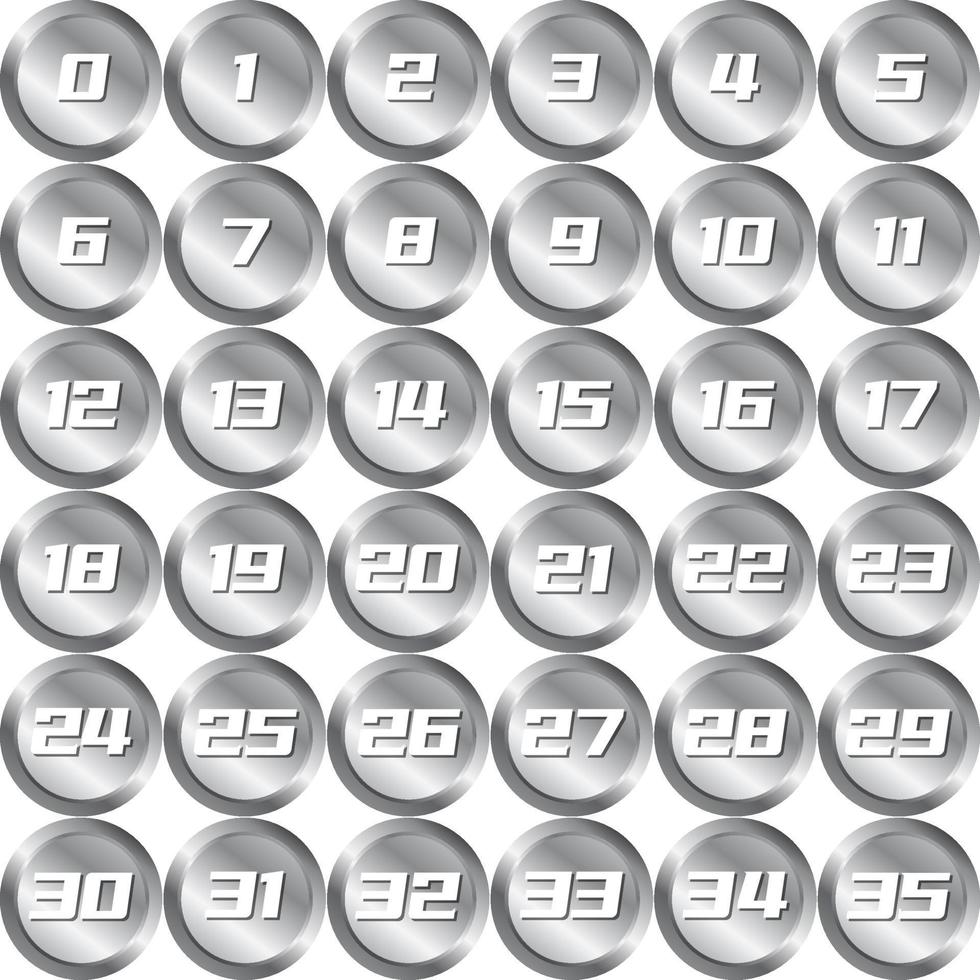 Silver Metallic Badge Bullet Numbering vector