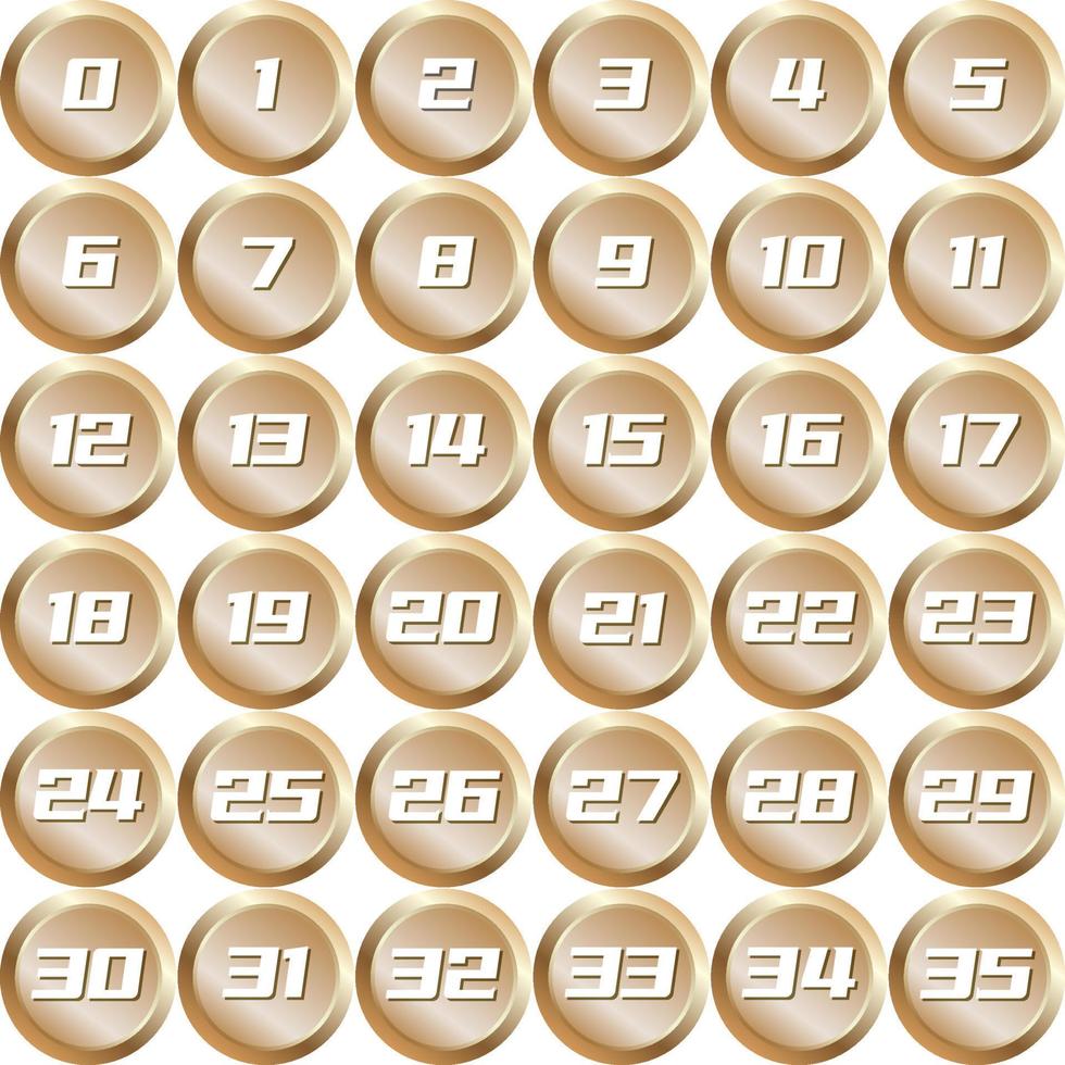 Golden Metallic Badge Bullet Numbering vector