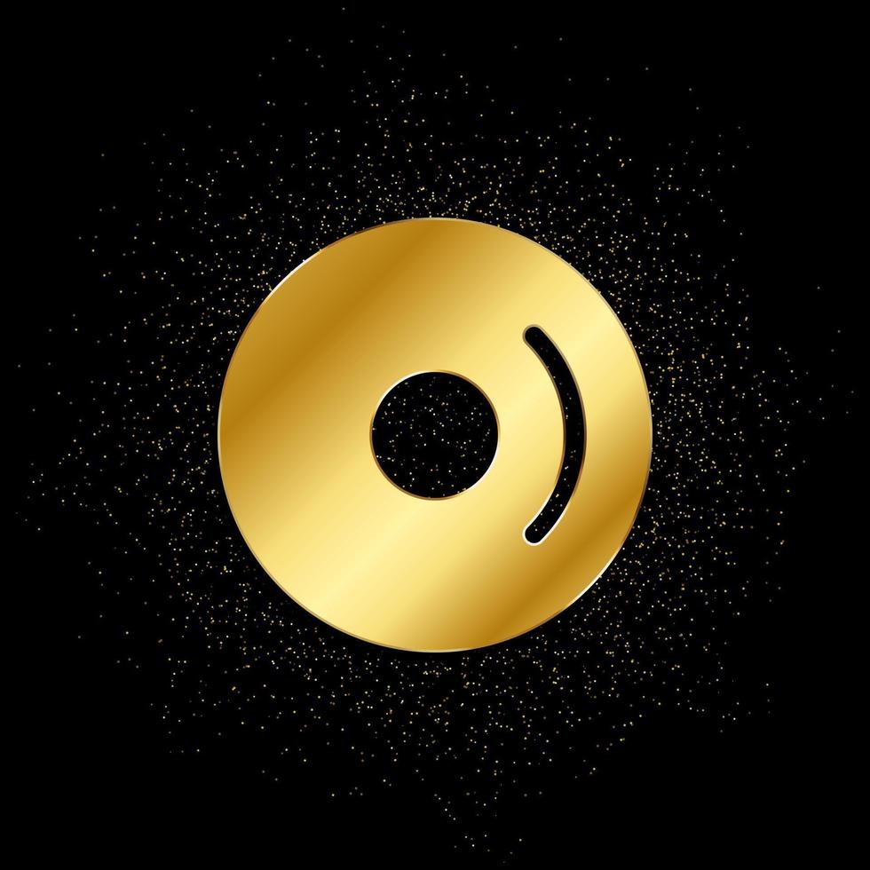 cd, disk, dvd gold icon. Vector illustration of golden particle background. isolated vector sign symbol - Education icon black background .