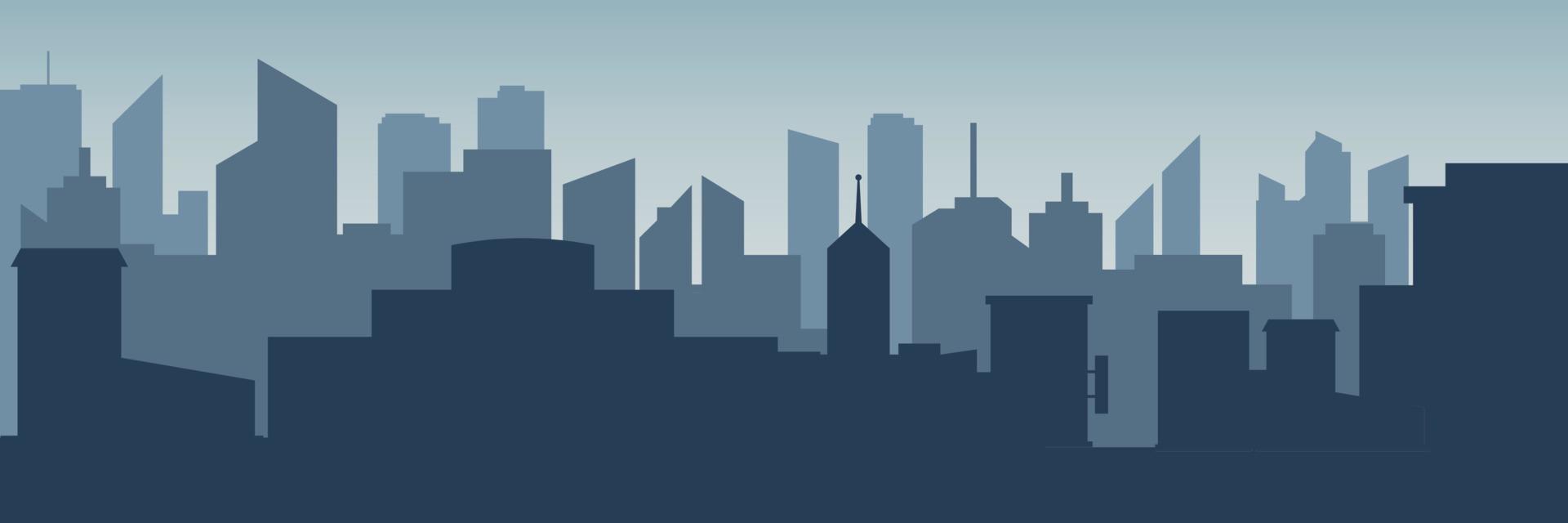 Set of cityscape background. Skyline silhouettes. Modern architecture. Horizontal banner with megapolis panorama. Building icon. Vector illustration. City silhouettes, building vector illustration