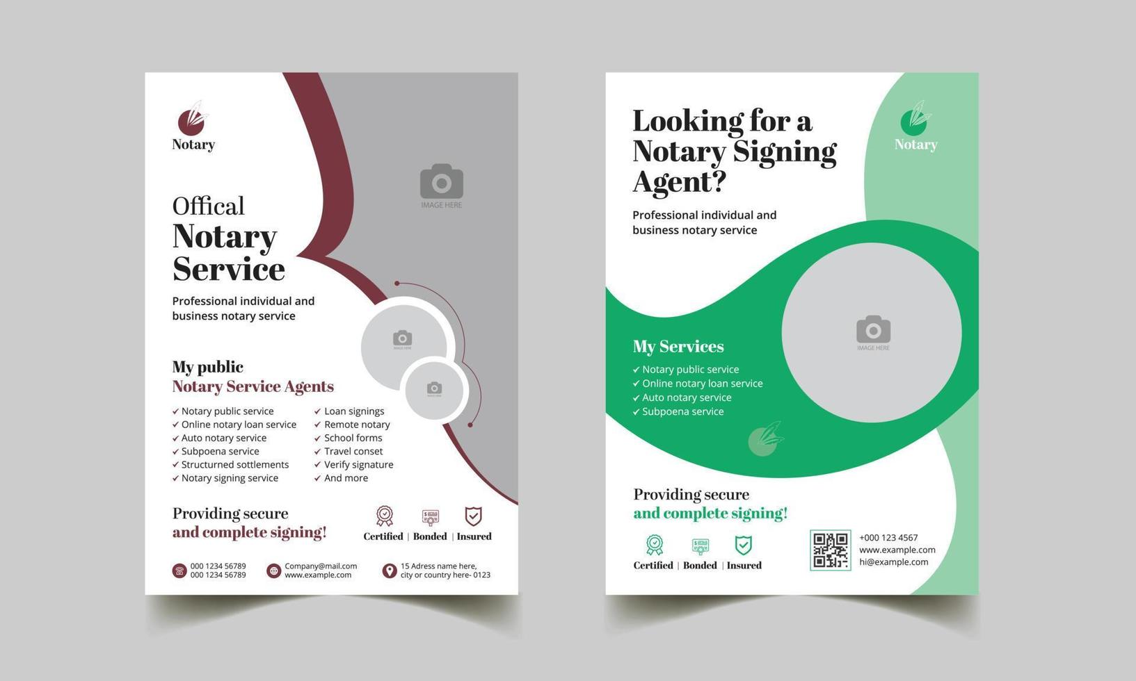 notary service brochure flyer design template. editable business marketing promotion modern layout, poster, annual reports, in a4 illustrator vector. vector
