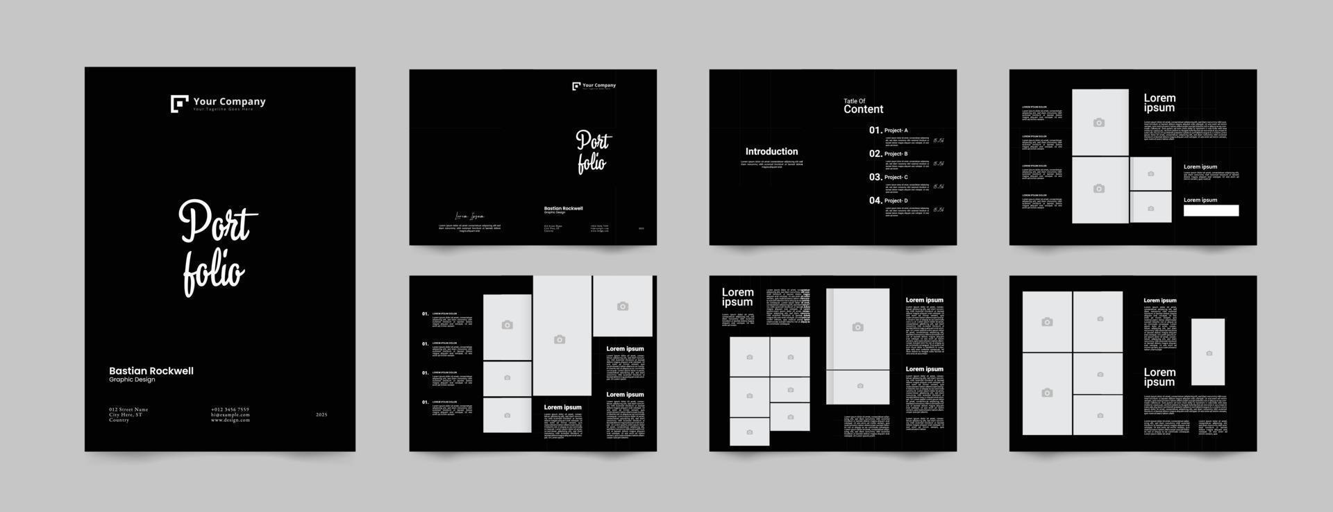 photography portfolio layout design template, magazine, proposal, annual, report, company, profile brochure template vector