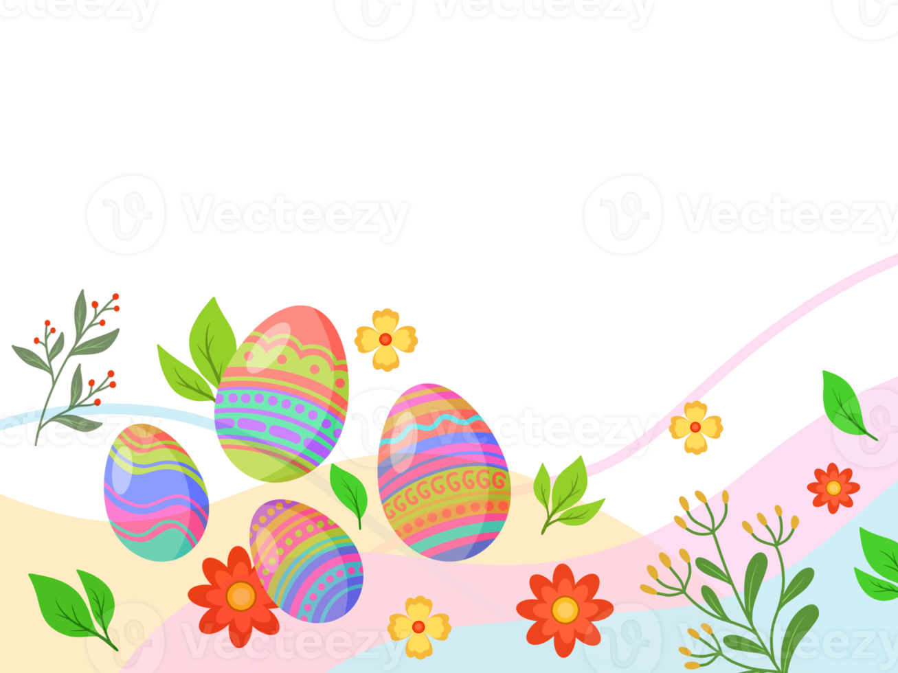 Easter Egg Background with spring flowers png