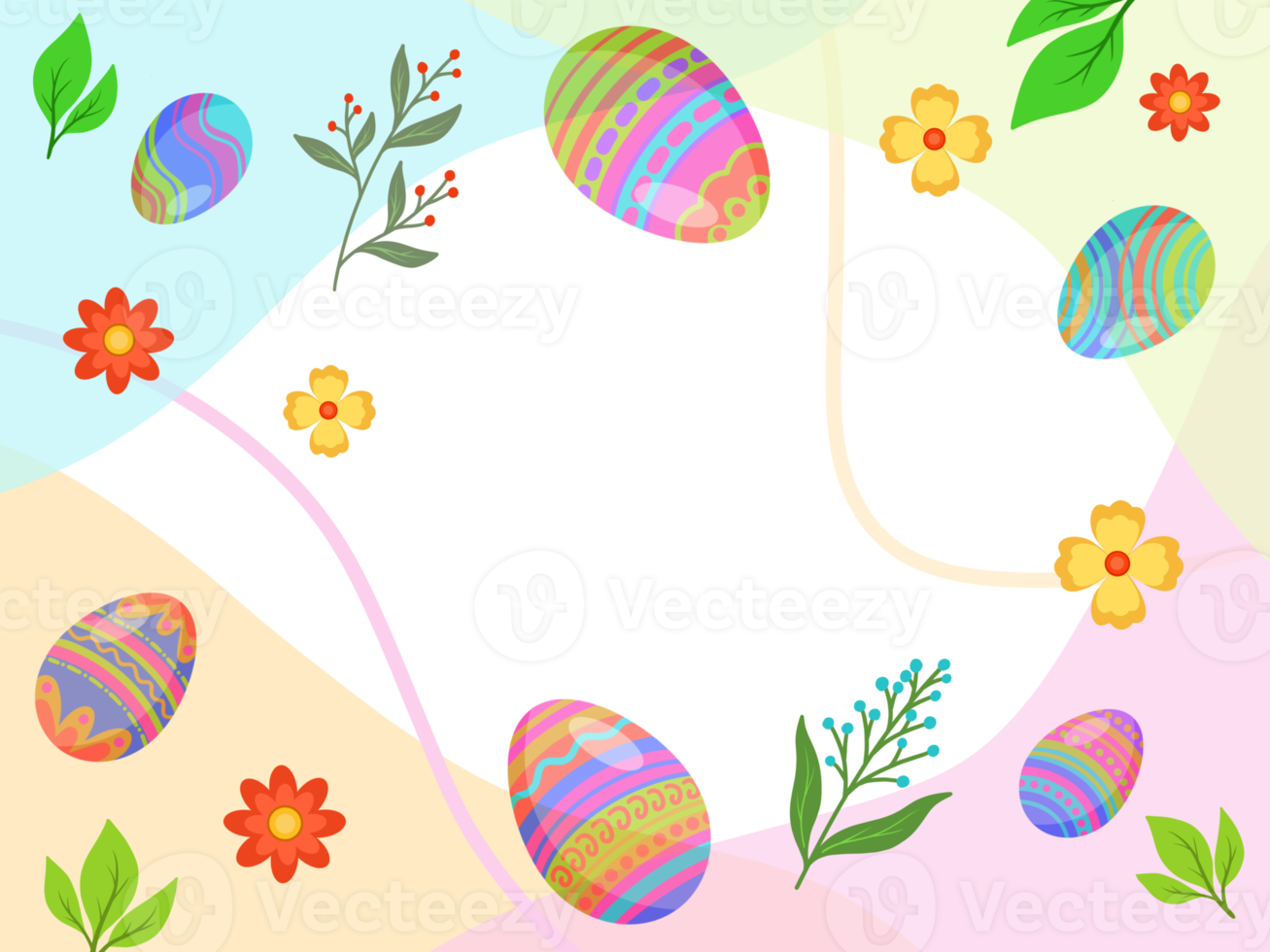 Easter Egg Background with spring flowers png