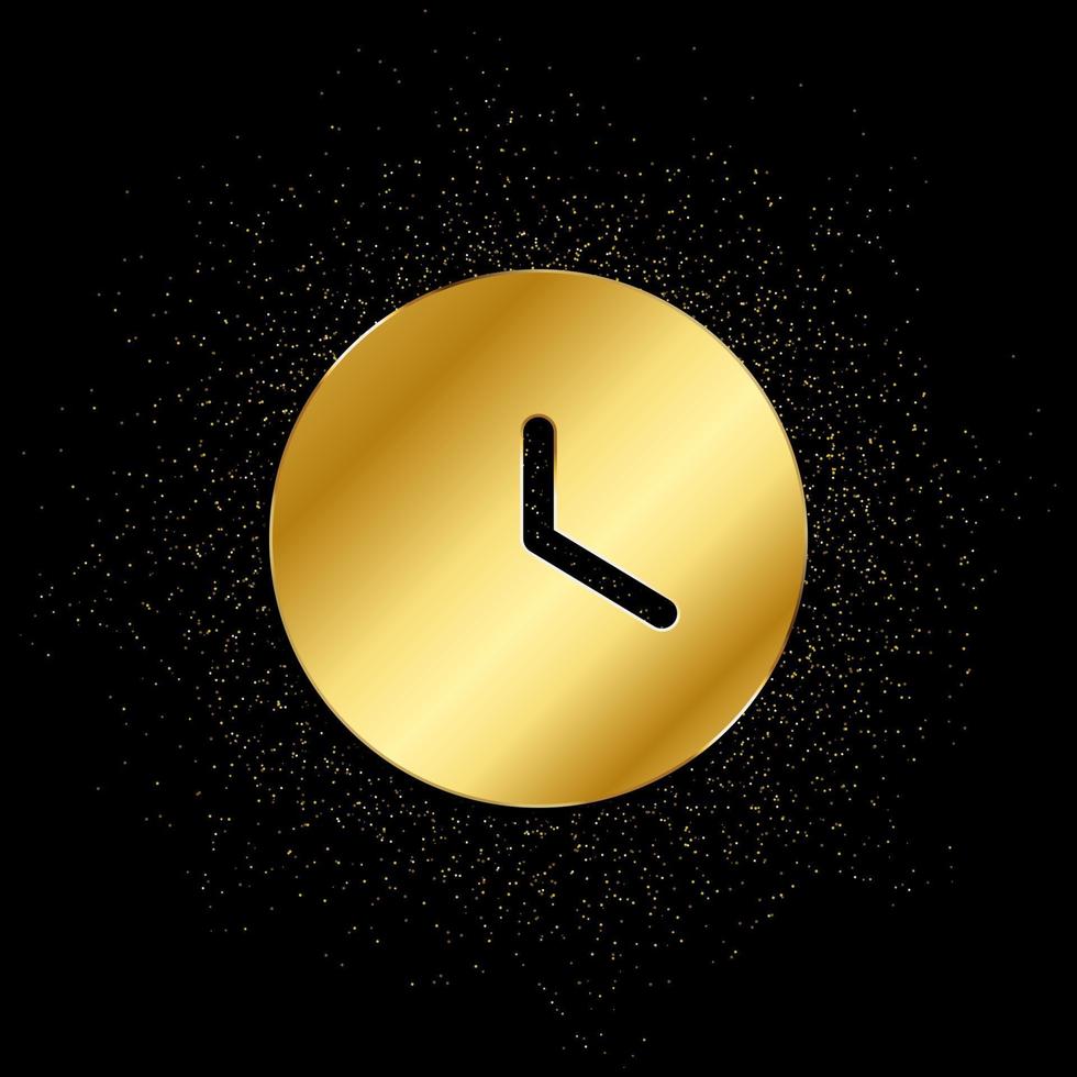 clock gold icon. Vector illustration of golden particle background. isolated vector sign symbol - Education icon black background .