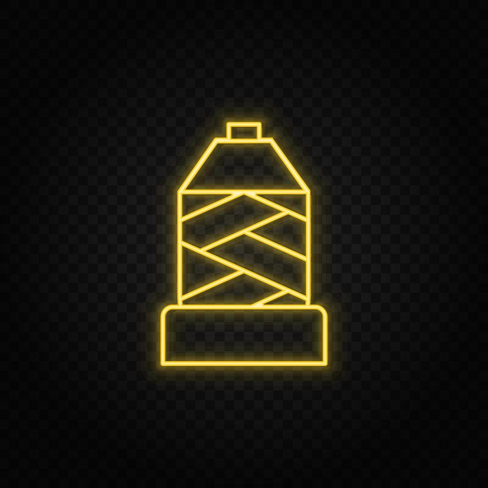 Connected gears and vector icons for logistic, service, shipping, distribution, transport, market, communicate concepts. Textile thread, thread wool gear blue icon set on dark background