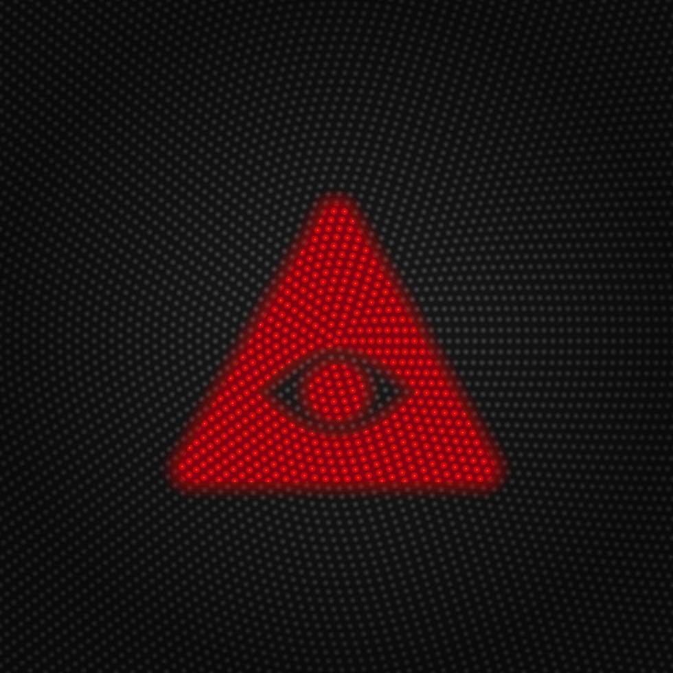 Eye, pyramid vector Light red color retro style vector icon on white background