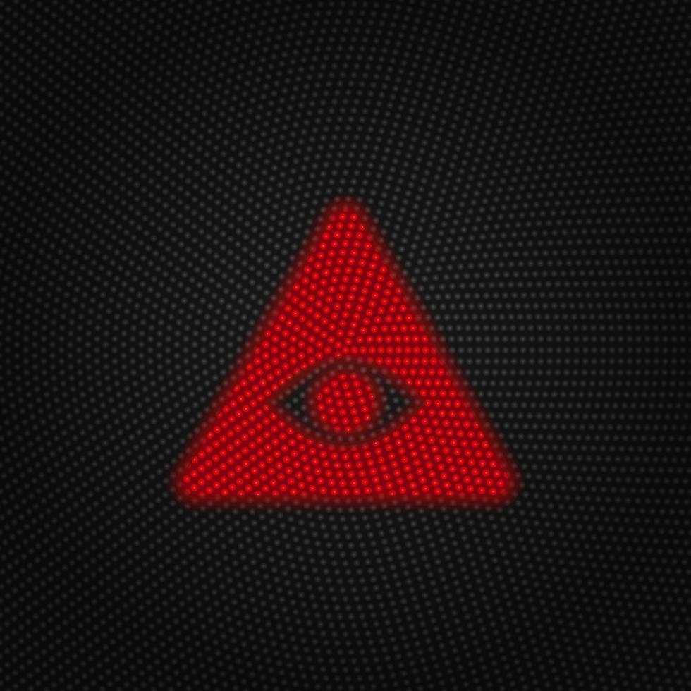 Eye, pyramid vector Light red color retro style vector icon on white background