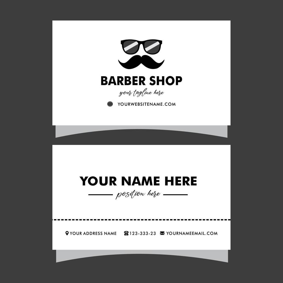 Vector Barber shop business card and mens salon or barber shop logo black and white