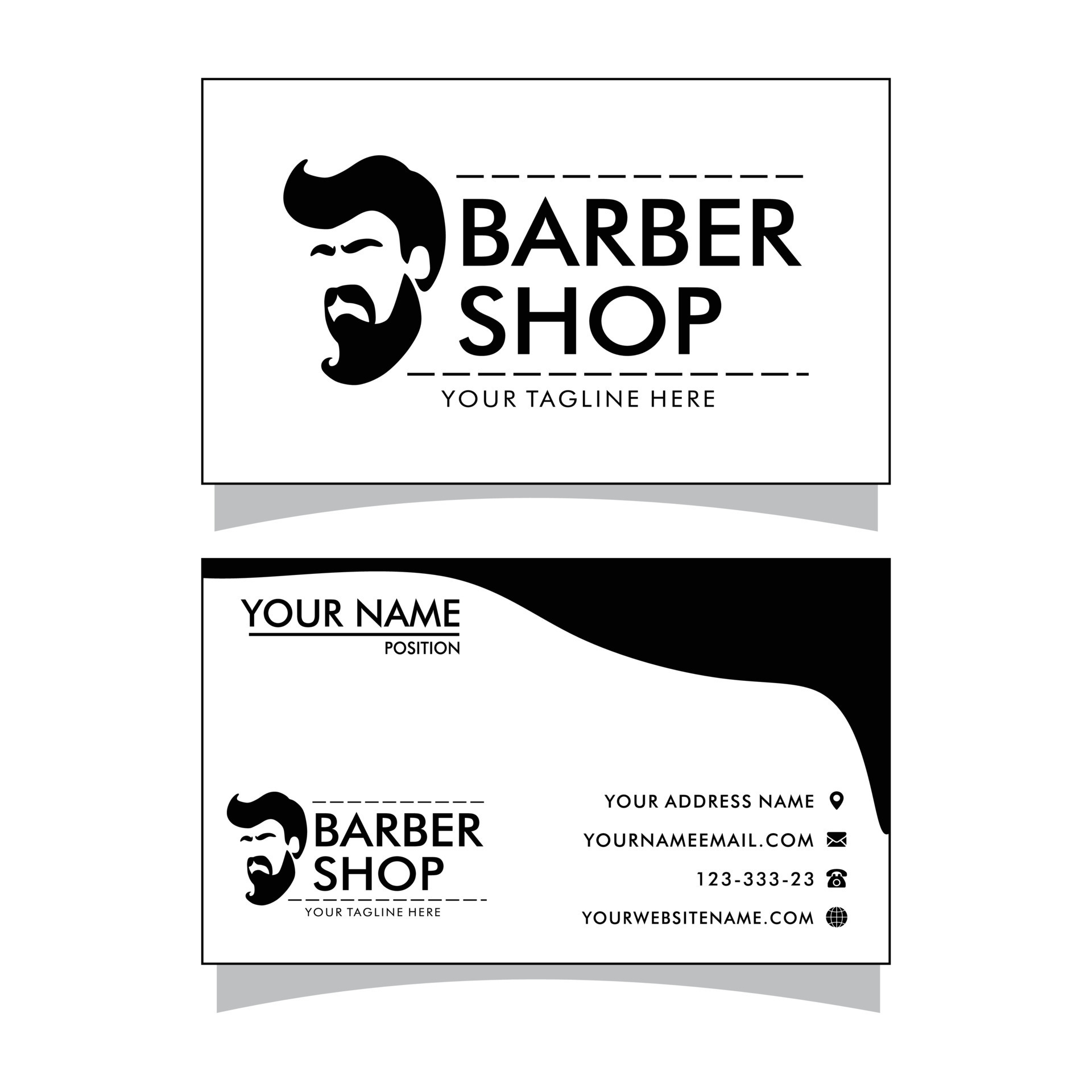 Vector Barber shop business card and mens salon or barber shop logo