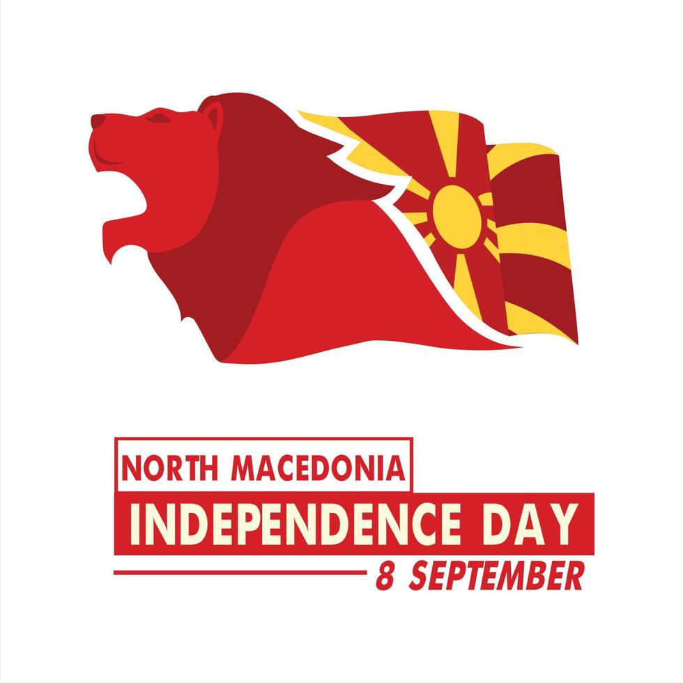 norte macedonia independencia día y guarida n / A nezavisnosta bandera diseño vector