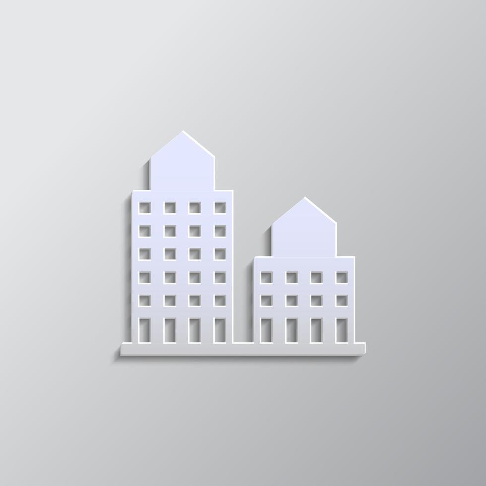 building paper style, icon. Grey color vector background- Paper style vector icon.