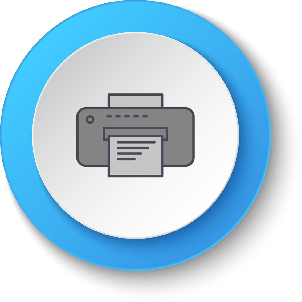 Round button for web icon. Copy, printer. Button banner round, badge interface for application illustration on white background vector