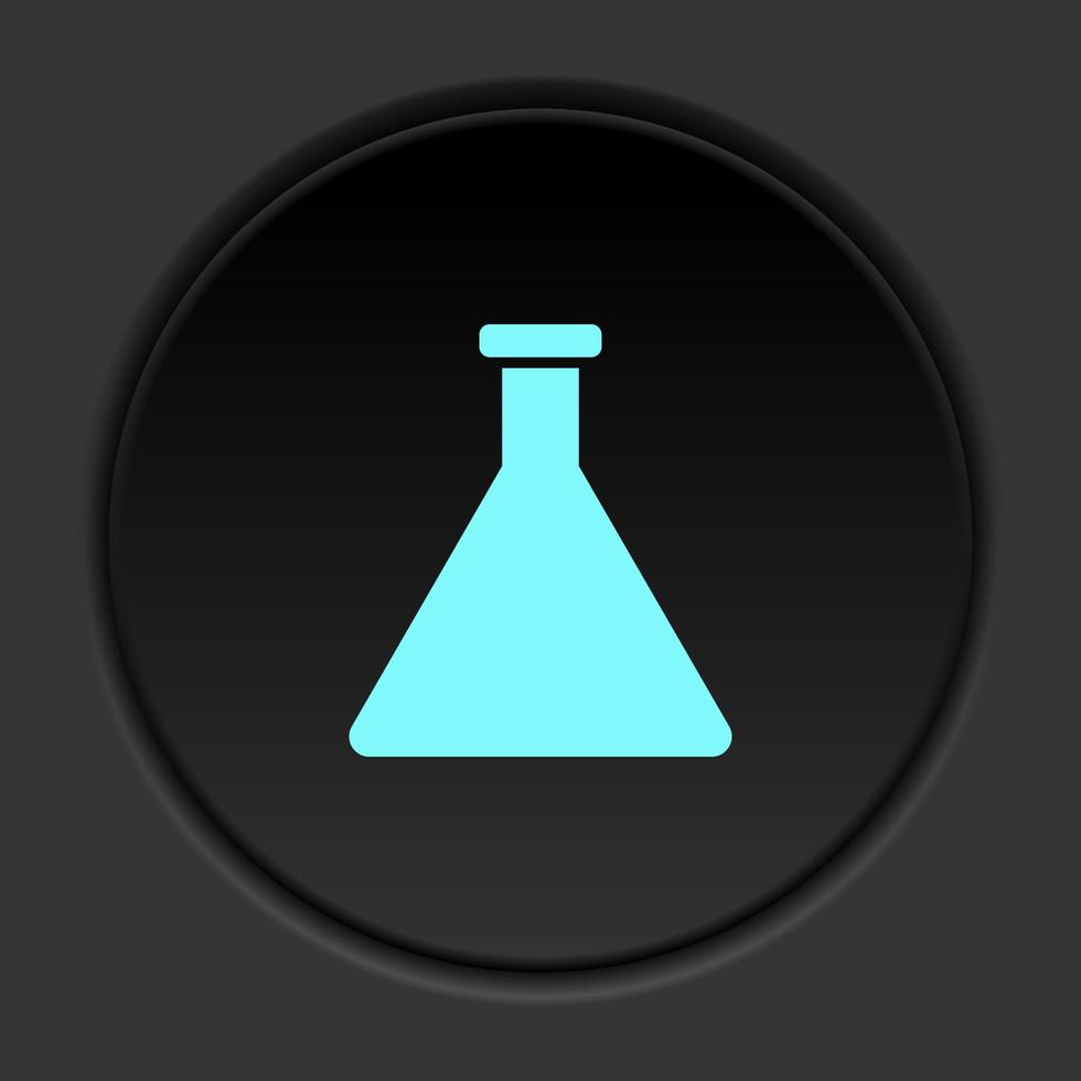 Round button icon, chemical flask. Button banner round, badge interface for application illustration on dark background vector