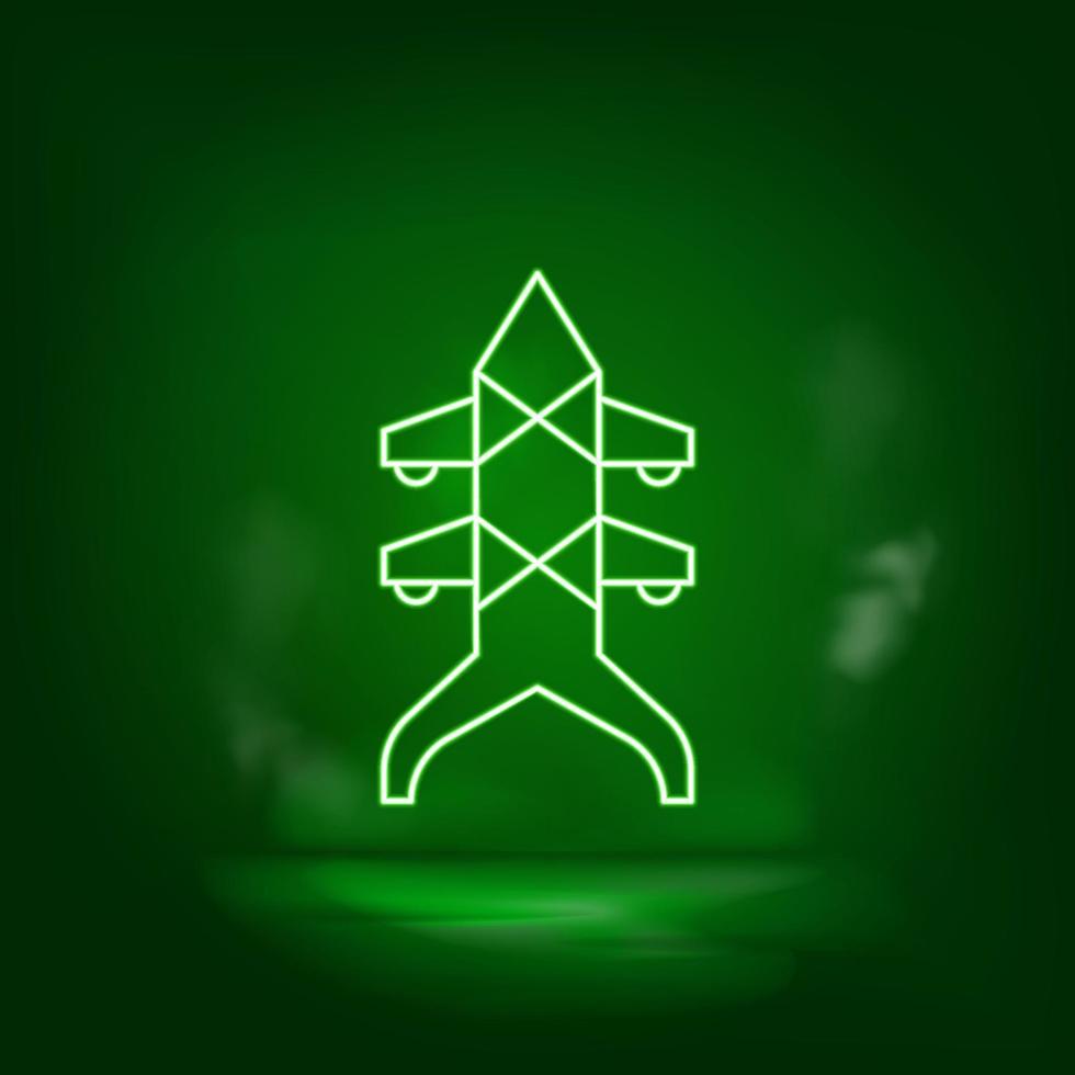 Architecture and city neon vector icon. Save the world, green neon, Green background
