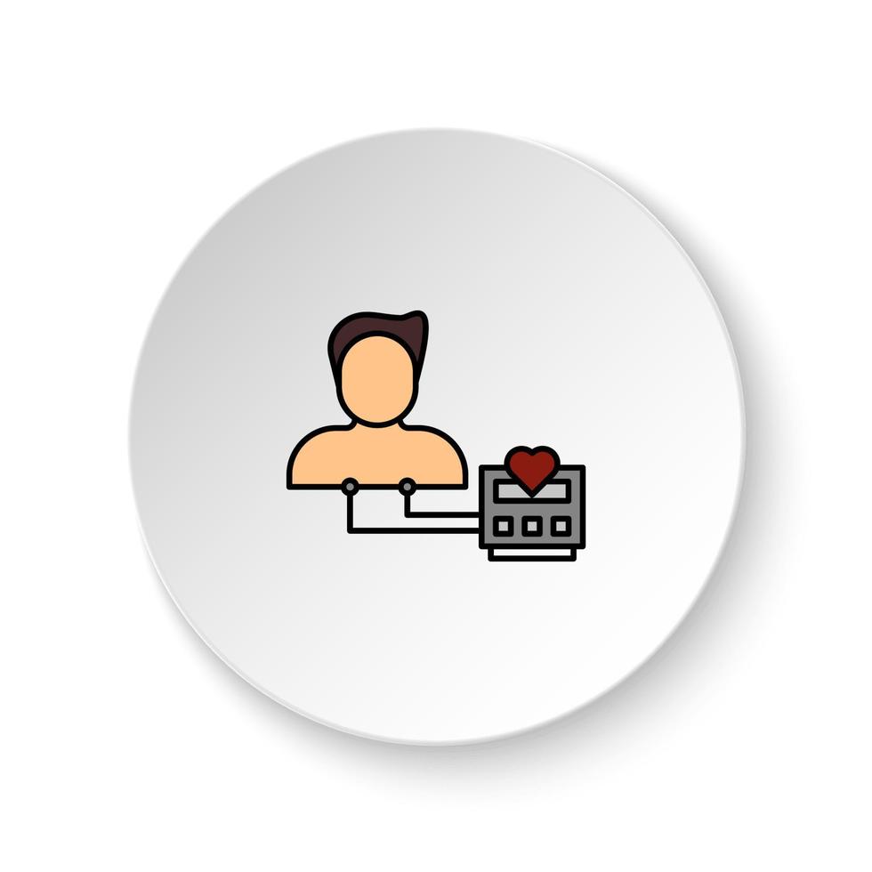 Round button for web icon, Diseases, heart rate monitor. Button banner round, badge interface for application illustration on white background vector