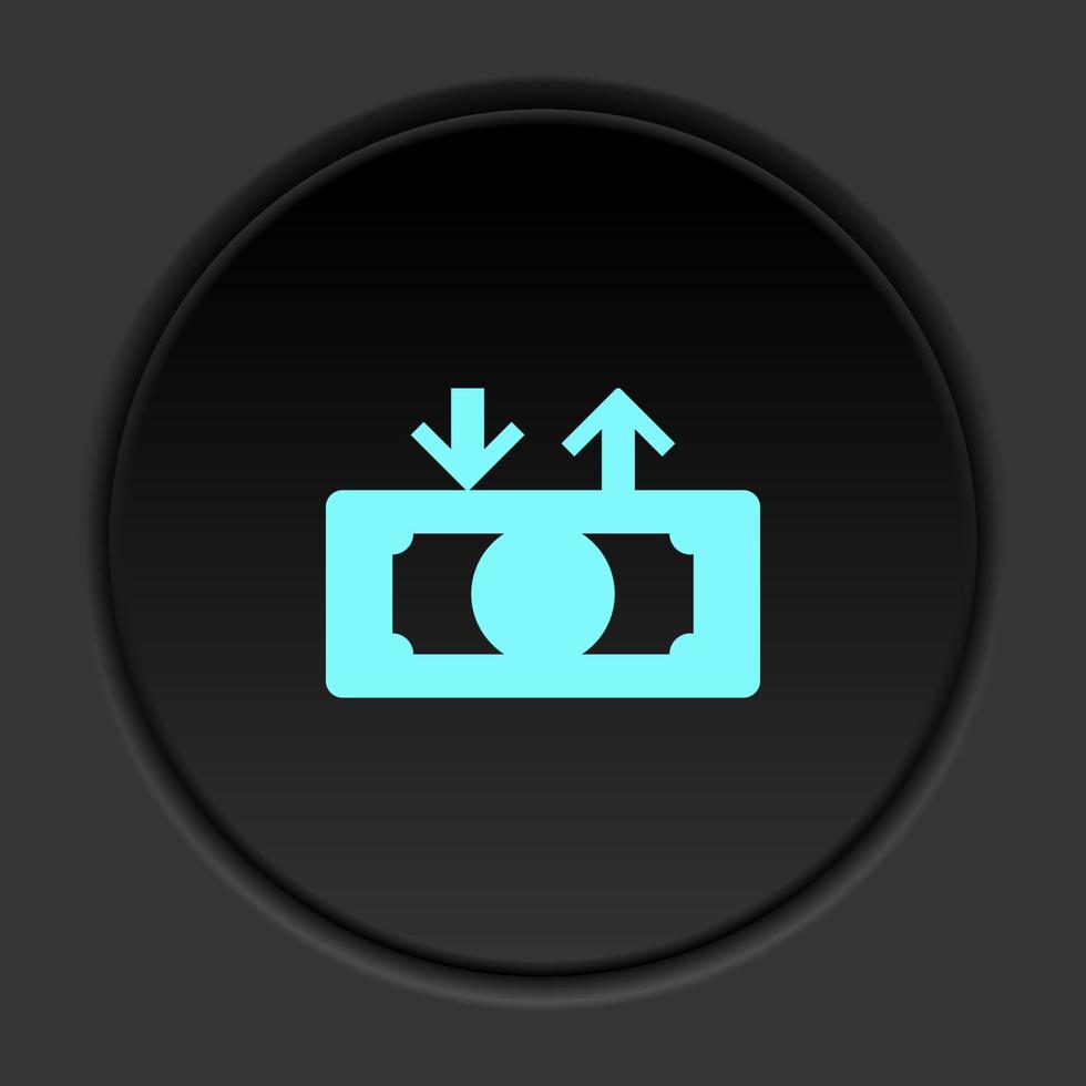 Round button icon, Card, credit, money. Button banner round, badge interface for application illustration on dark background vector
