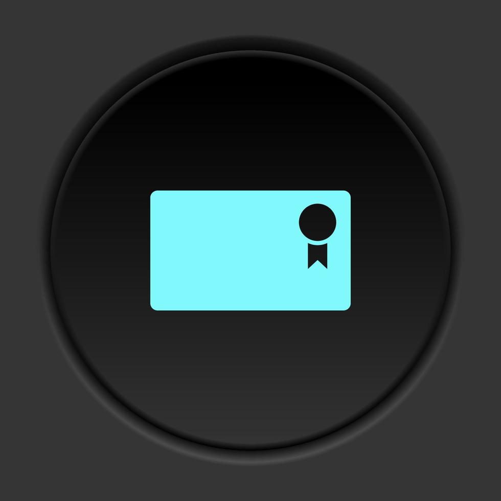 Round button icon, Label, price, sale. Button banner round, badge interface for application illustration on dark background vector