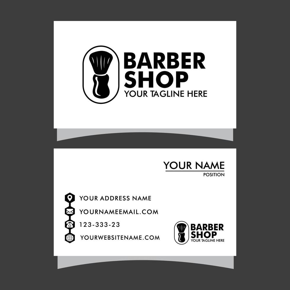 Barbero tienda negocio tarjeta y de los hombres salón o Barbero tienda logo negro y blanco vector