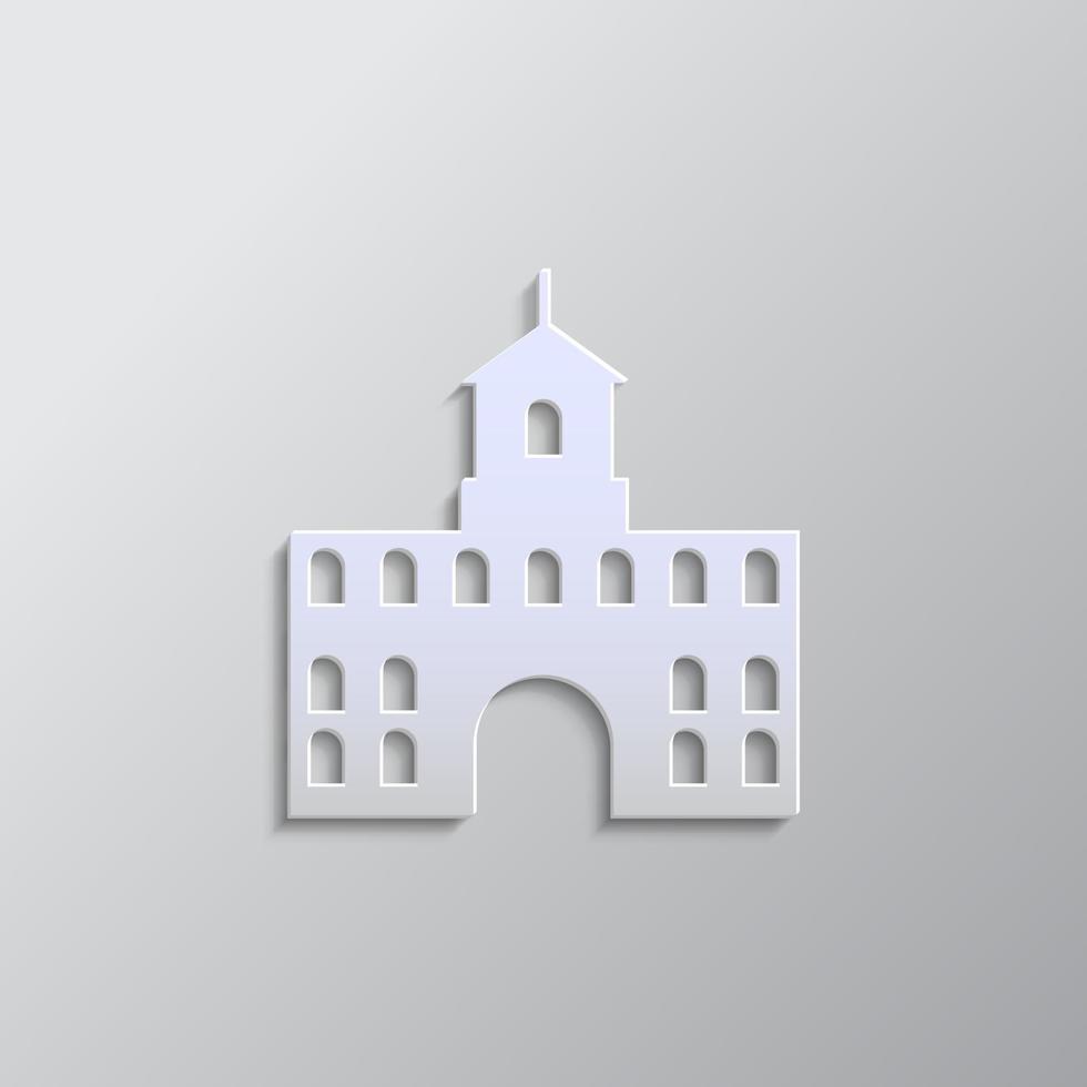 building paper style, icon. Grey color vector background- Paper style vector icon.