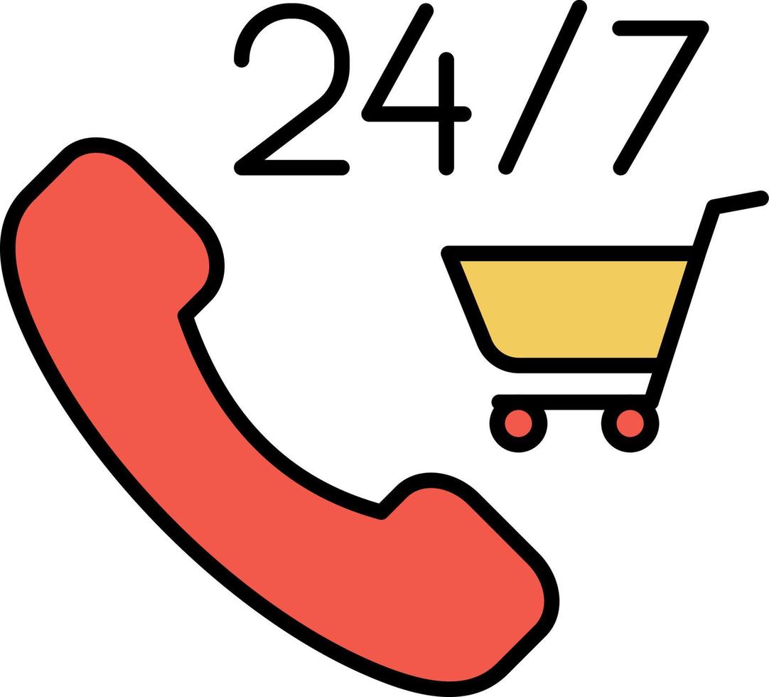 E-commerce phone, grocery cart color vector icon