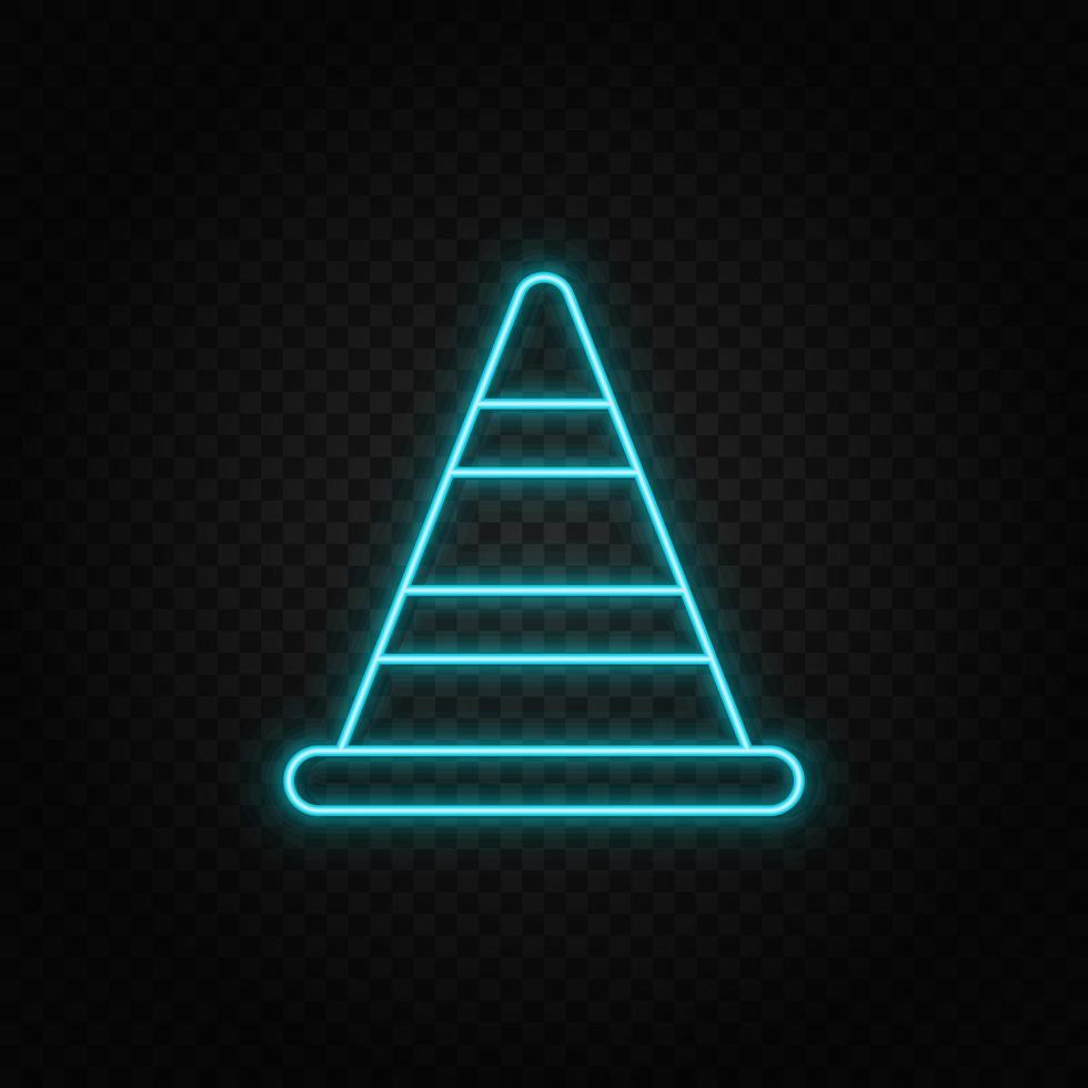 building, cone. Blue and yellow neon vector icon. Vector transparent background