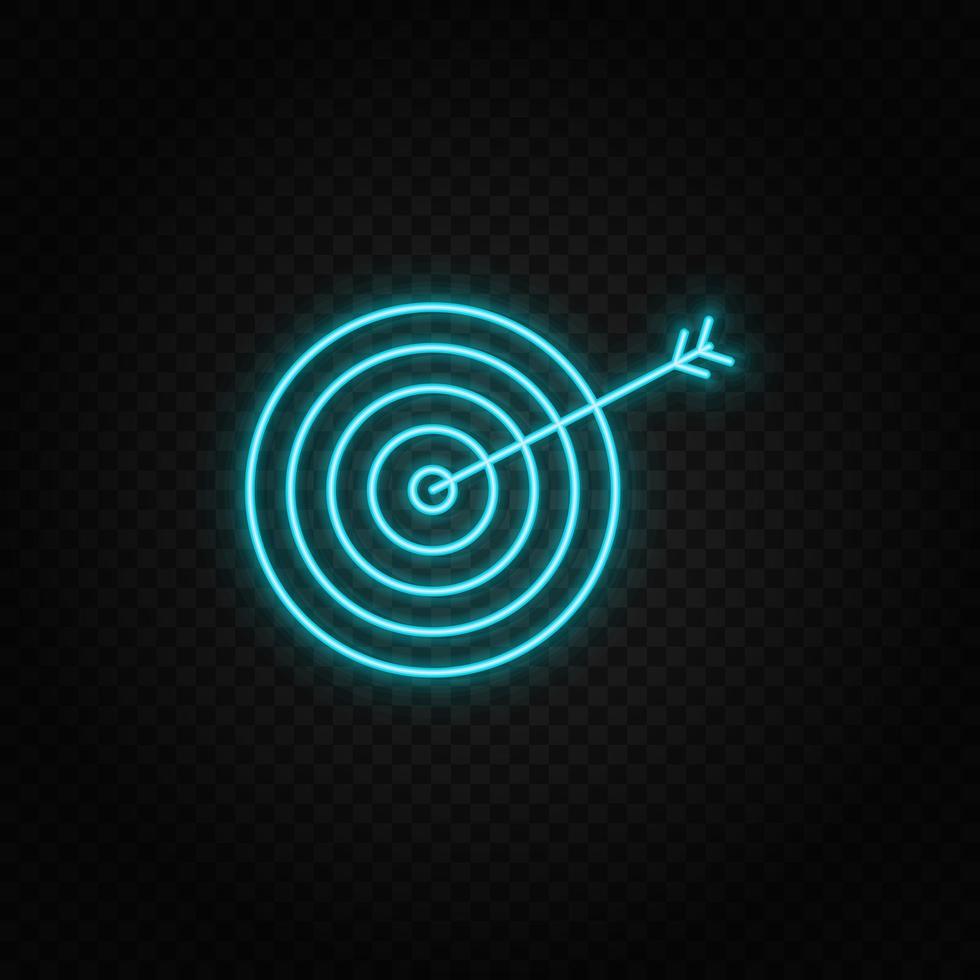 aspirations, dartboard neon icon. Blue and yellow neon vector icon. Transparent background