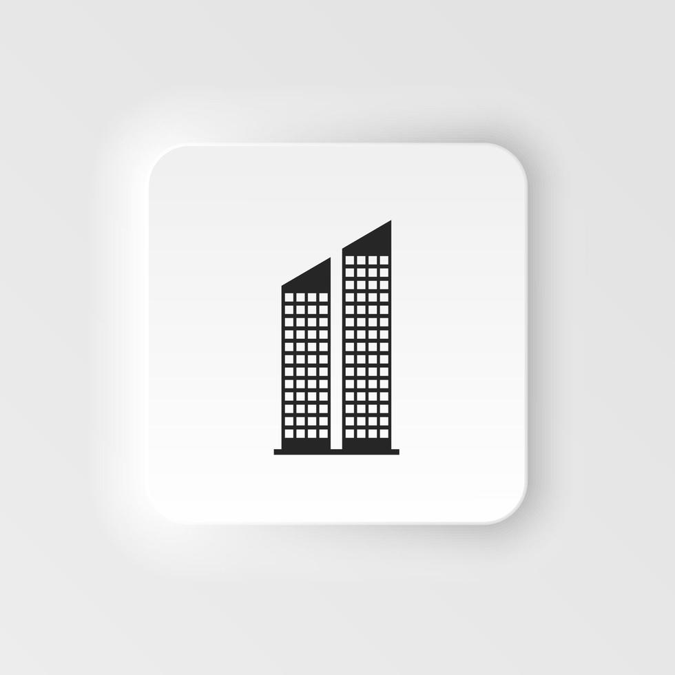 Building vector neumorphic style icon. Building illustration black an white vector neumorphic style icon isolated on white background - Vector. Building neumorphic style icon. .