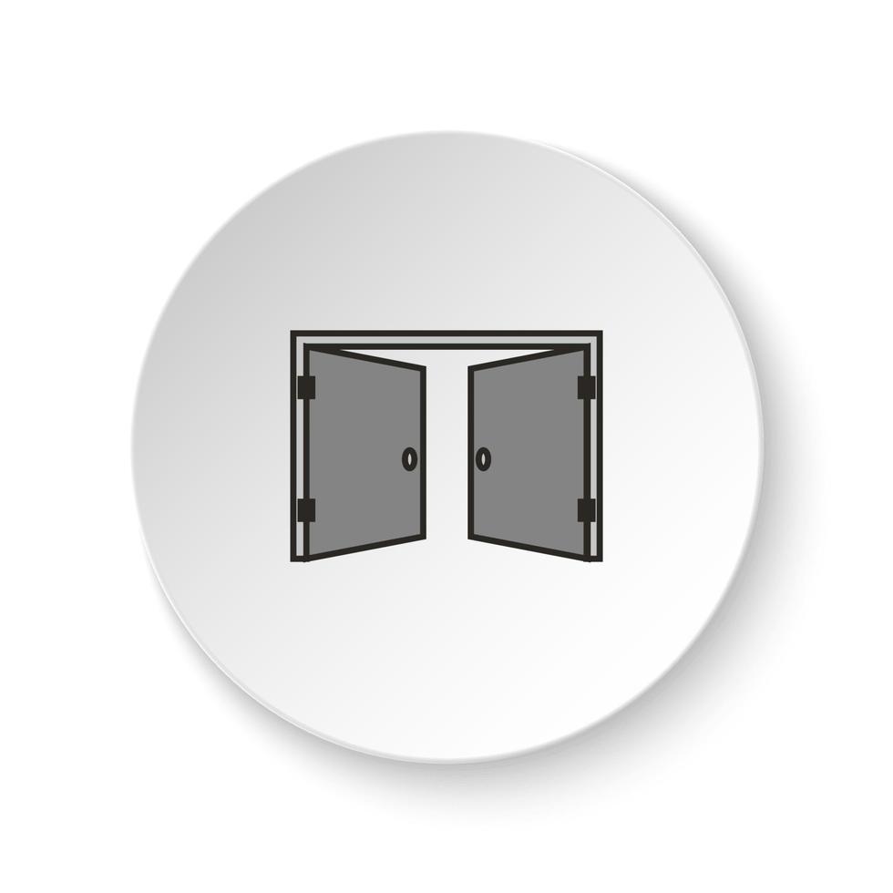 Round button for web icon, Door, open, icon. Button banner round, badge interface for application illustration on white background vector