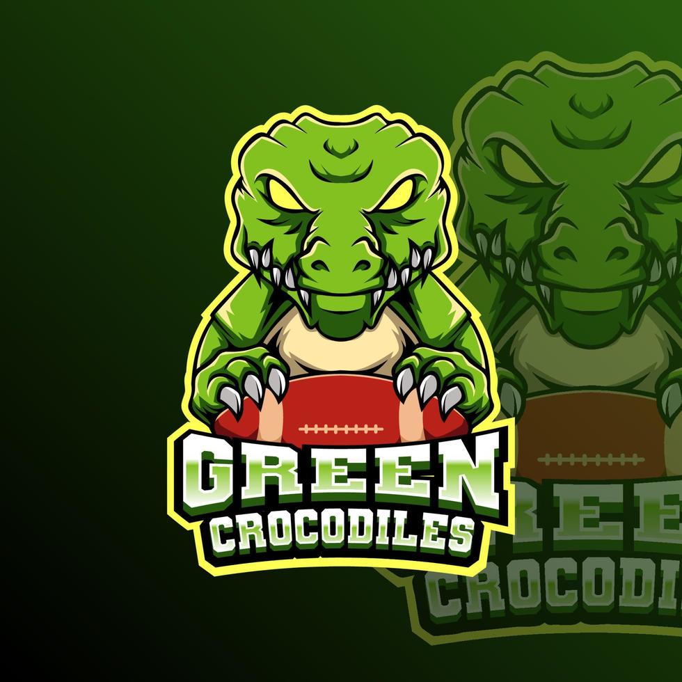 Green Crocodiles Rugby Football Animal Team Badge vector