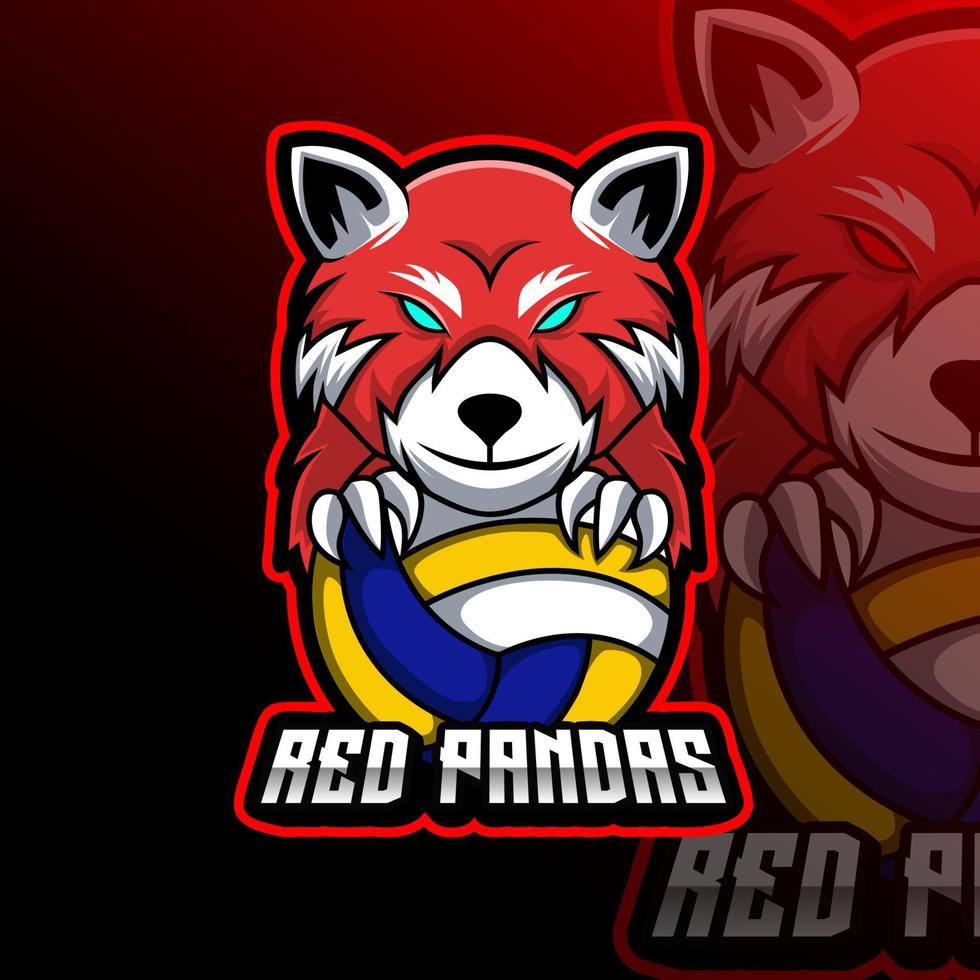 Red Panda Volleyball Animal Team Badge vector