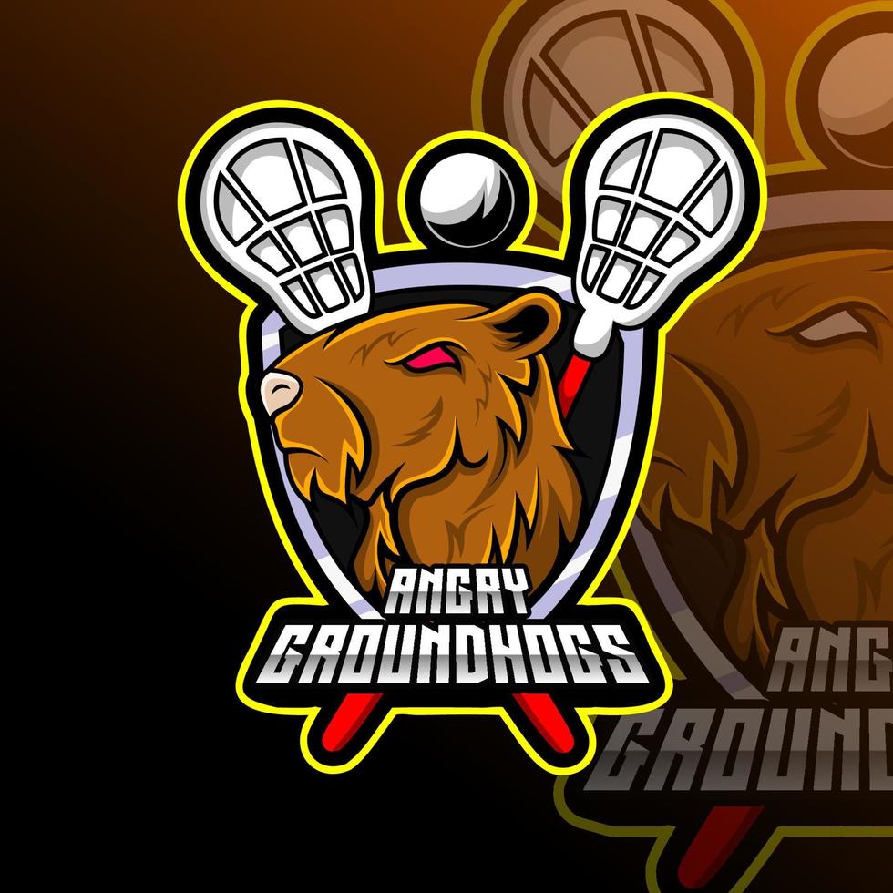 Groundhogs Lacrosse Animal Team Badge vector