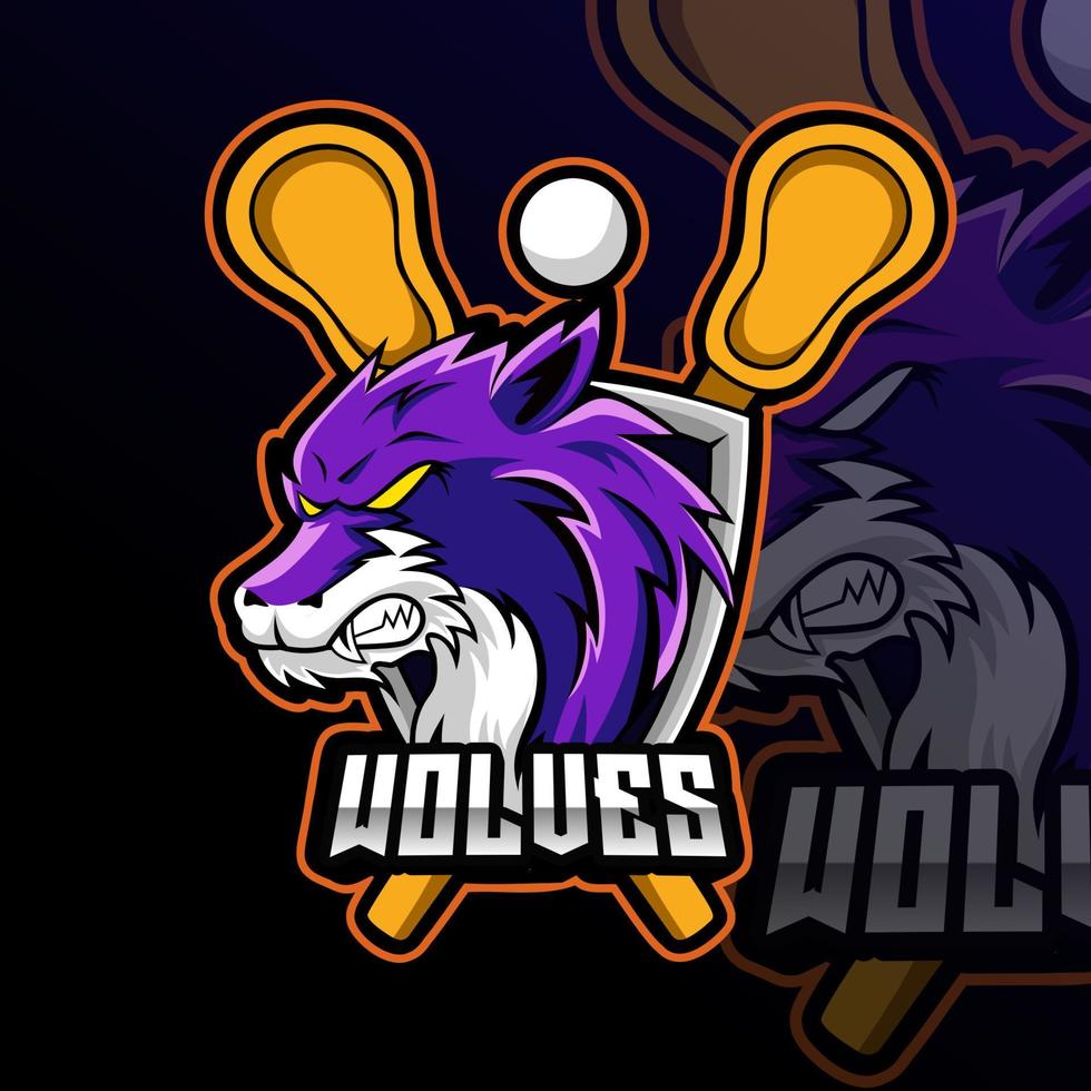 Wolves Lacrosse Animal Team Badge vector