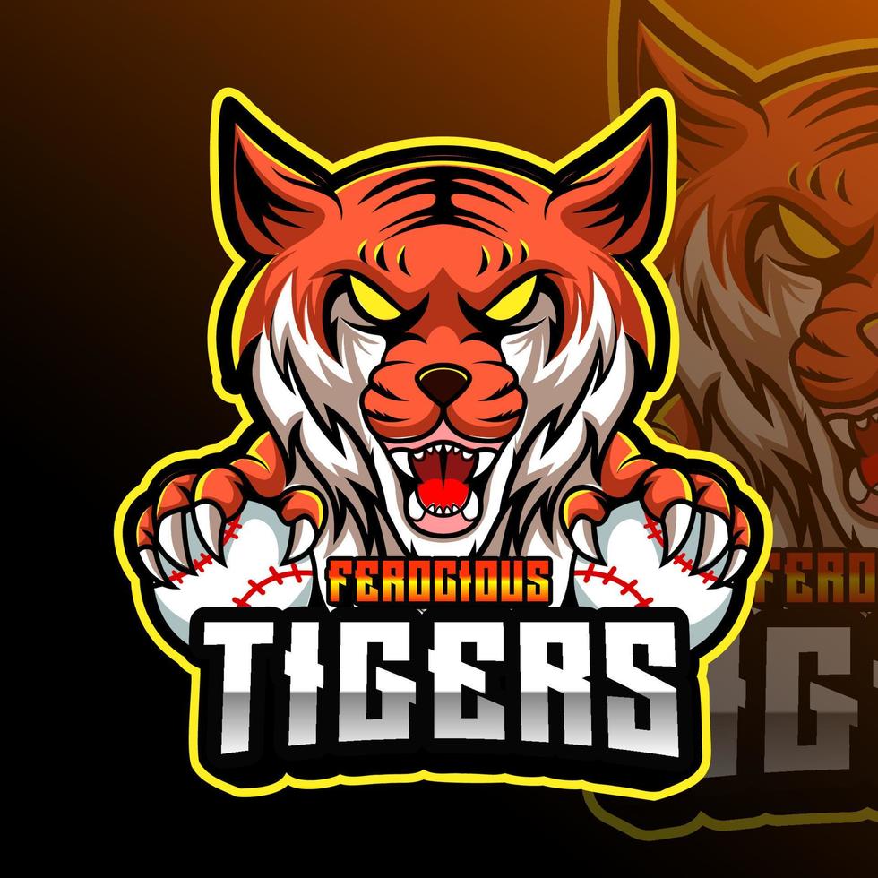 tigres béisbol animal equipo Insignia vector