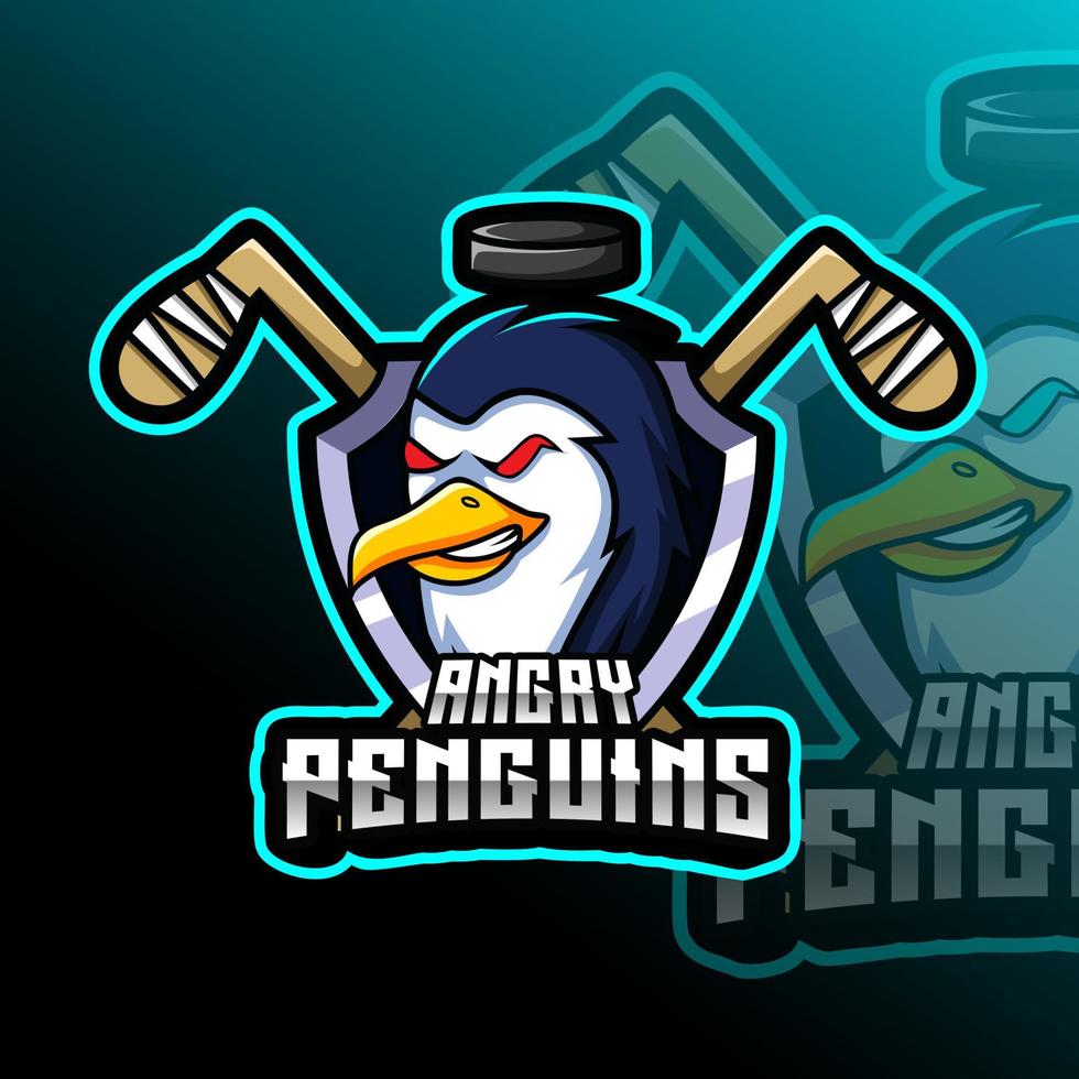 pingüinos hockey animal equipo Insignia vector