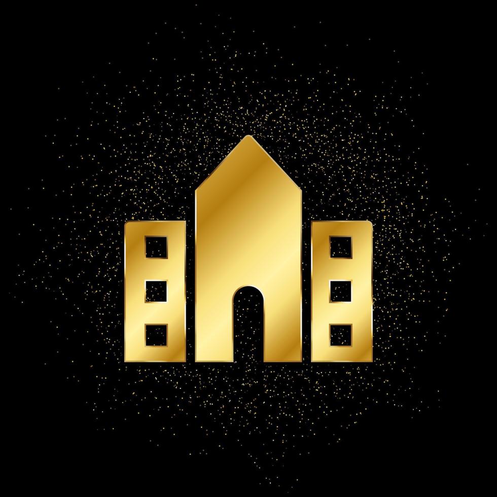 school, building, college gold icon. Vector illustration of golden particle background. isolated vector sign symbol - Education icon black background .