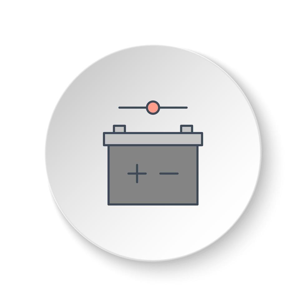 redondo botón para web icono, batería, contacto. botón bandera redondo, Insignia interfaz para solicitud ilustración en blanco antecedentes vector