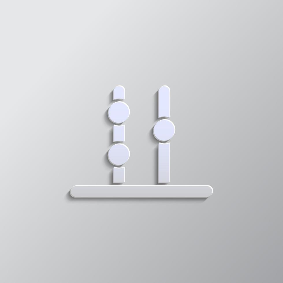 abacus, counting paper style, iocn. Grey color vector background- Paper style vector icon.
