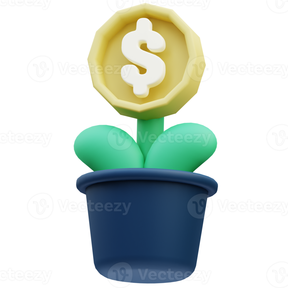 Growing money Business 3D Illustration png