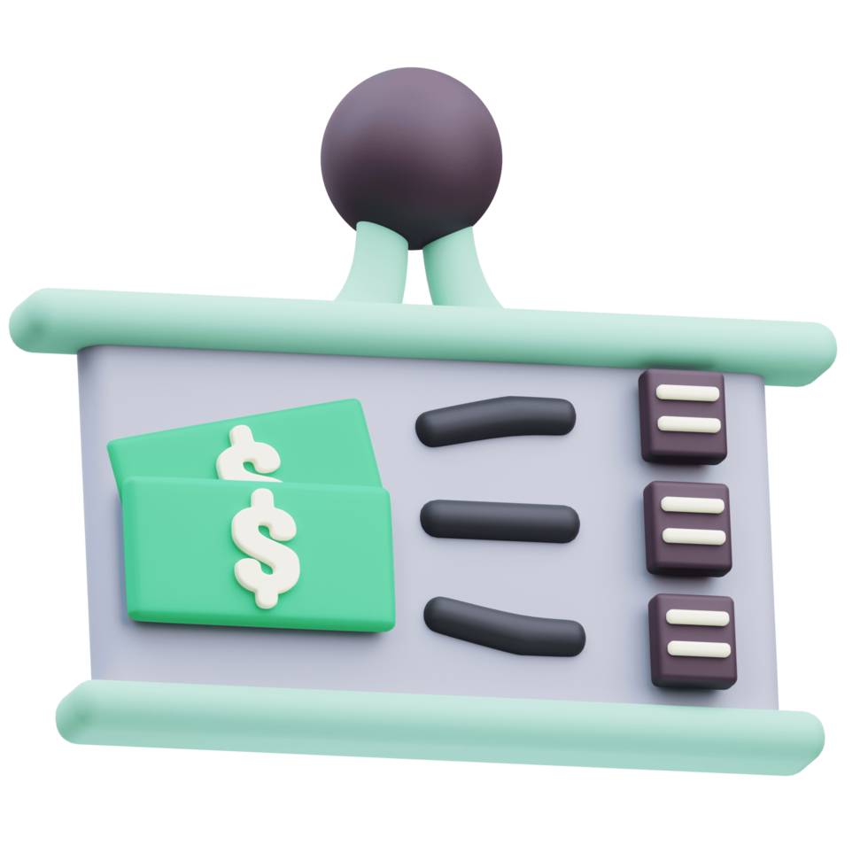 Money Management Presentation 3D Illustration png